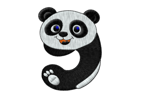 Download Cute Panda Number 9 Digital Embroidery - Digital embroidery Collection