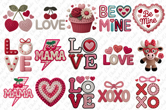 Download Faux Yarn Coquette Valentine PNG Bundle - Valentine png bundle Collection